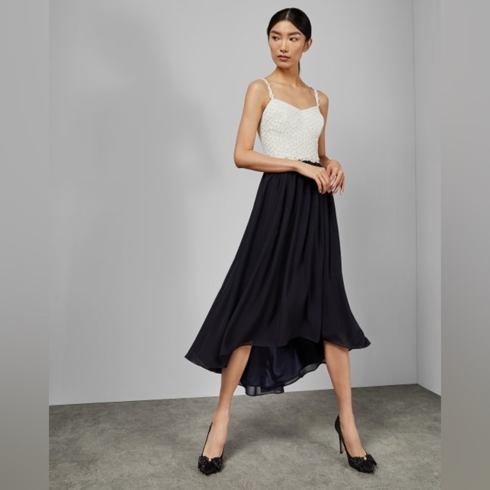 🔥🔥🔥NWT Ted Baker Daisy Floral Midi High Low Dress